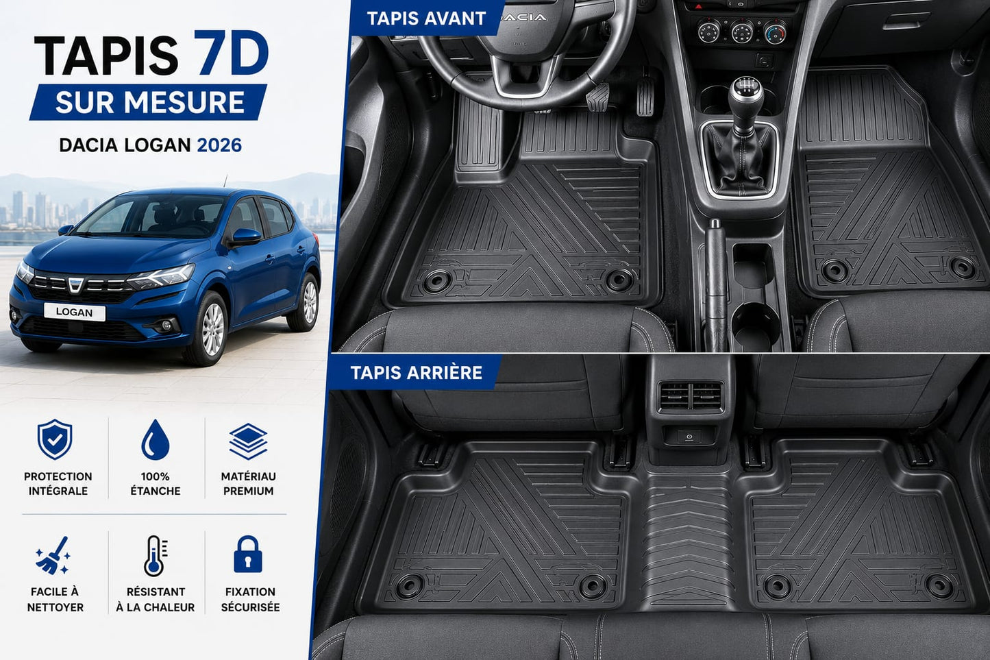 Tapis de voiture 7D haute qualité design luxe et protection complète