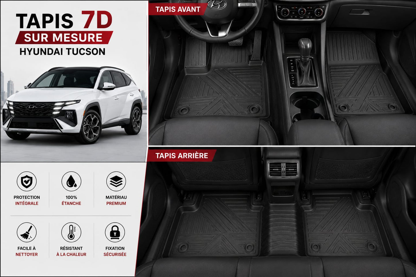 Tapis de voiture 7D haute qualité design luxe et protection complète