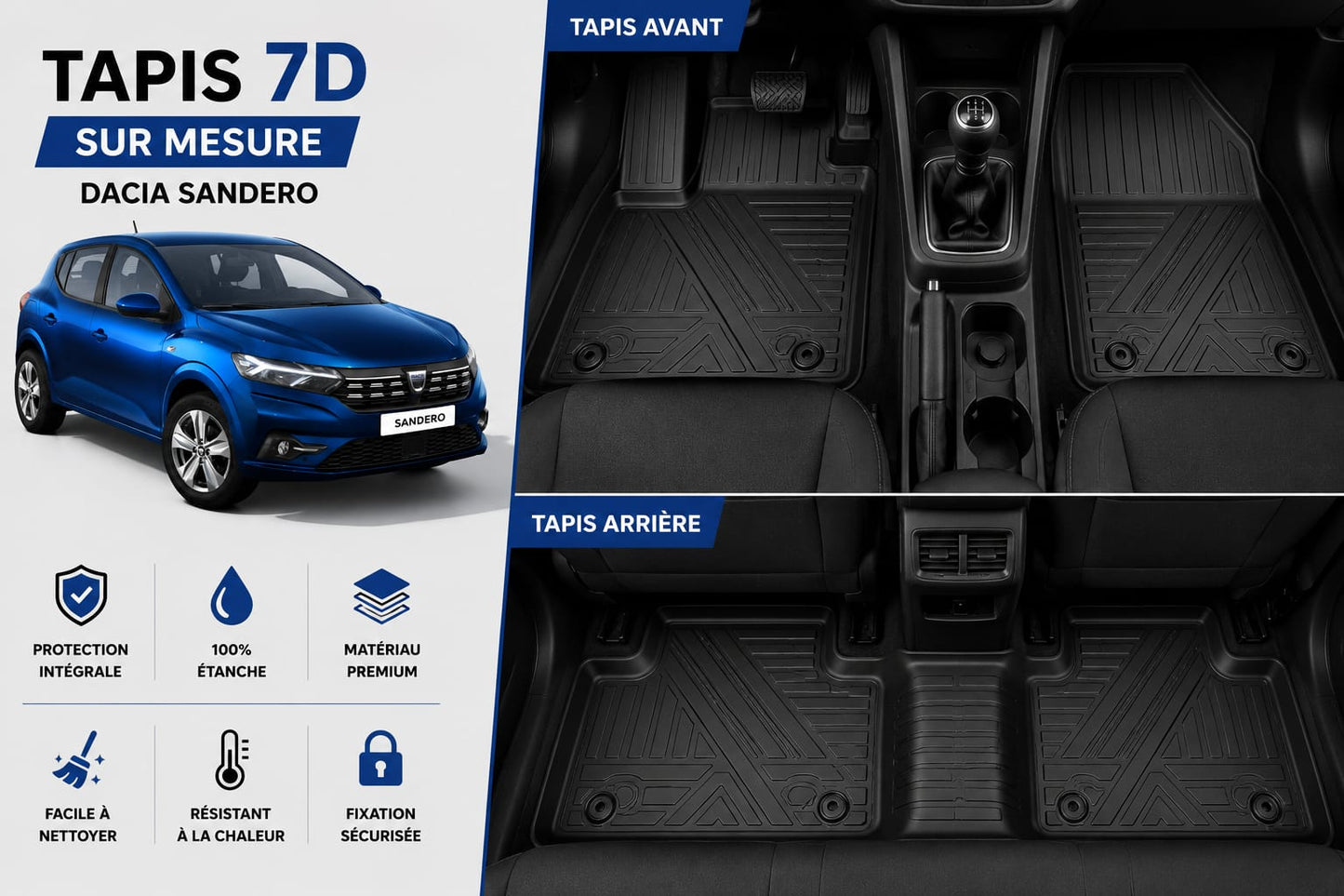 Tapis de voiture 7D haute qualité design luxe et protection complète