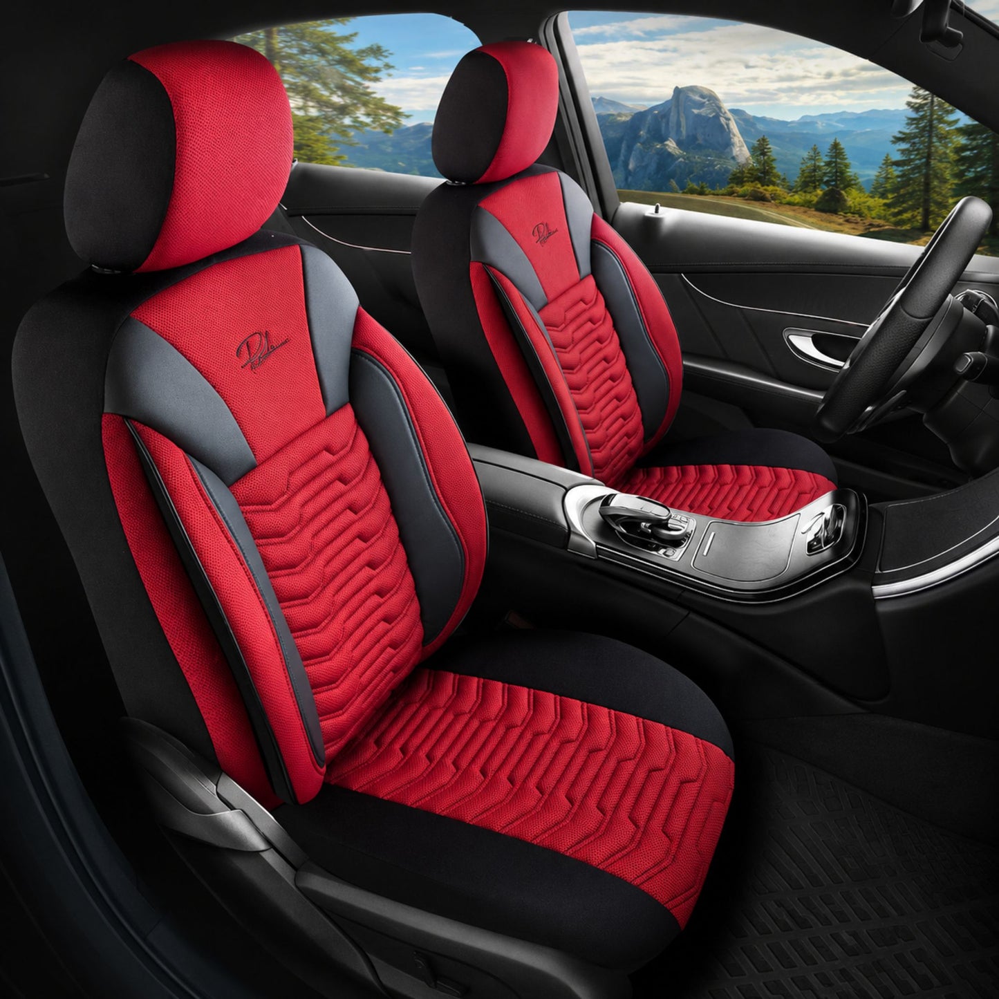 Housse de siège voiture cuir rouge et noir - protection premium intérieur auto - Accessoire Taf Maroc